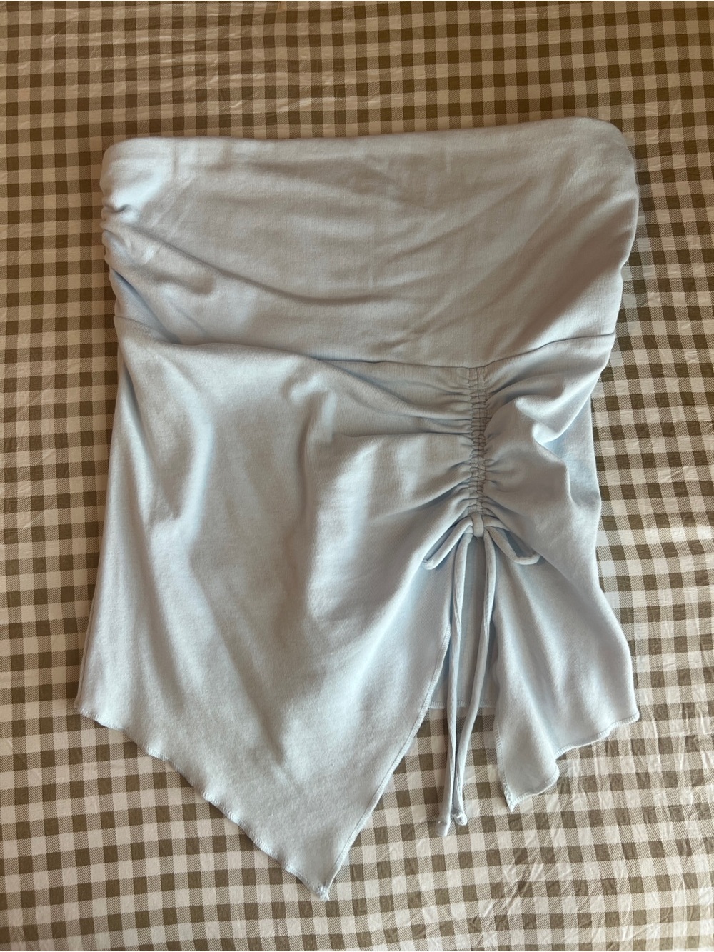 Target Light Blue Strapless Ruched Handkerchief-Hem Tube Top